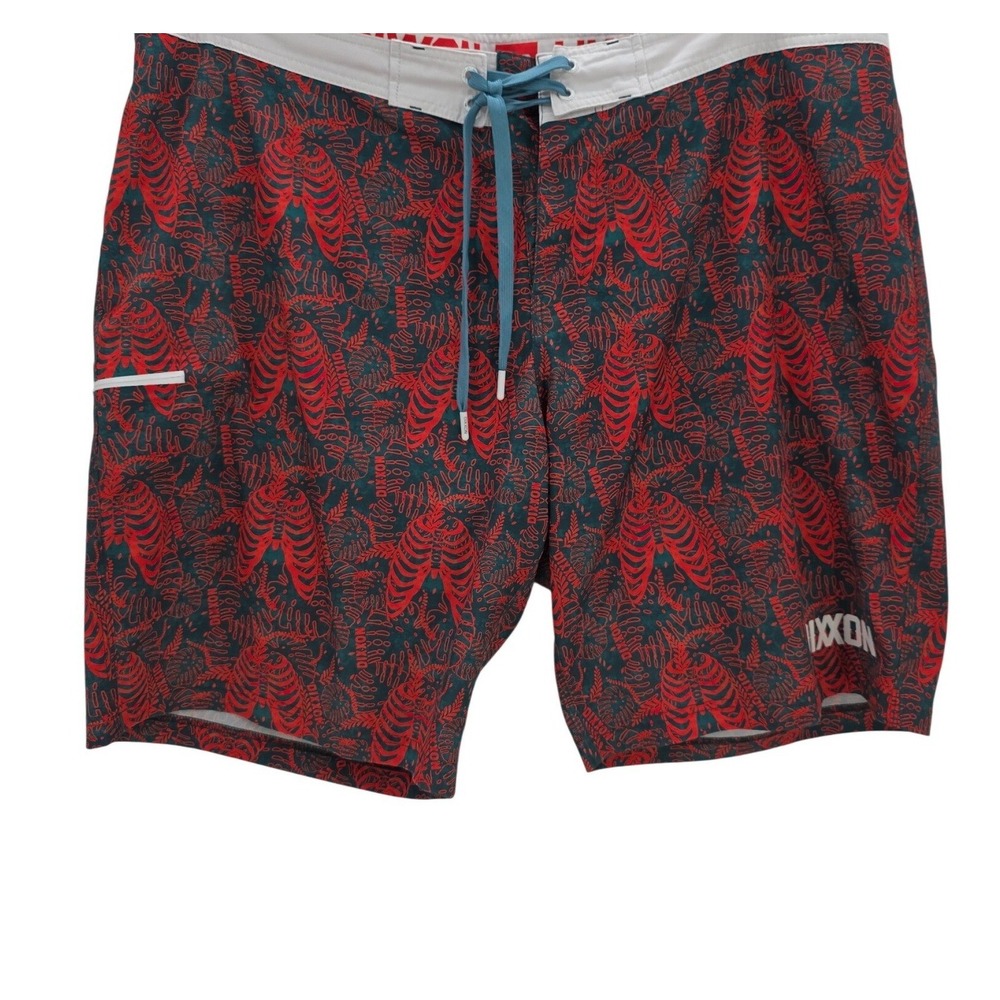 Dixxon Mens 42 Stay Skeleton Ribcage Print Board Shorts